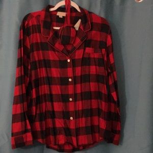 Black & Red Flannel Women Pajamas with eye mask